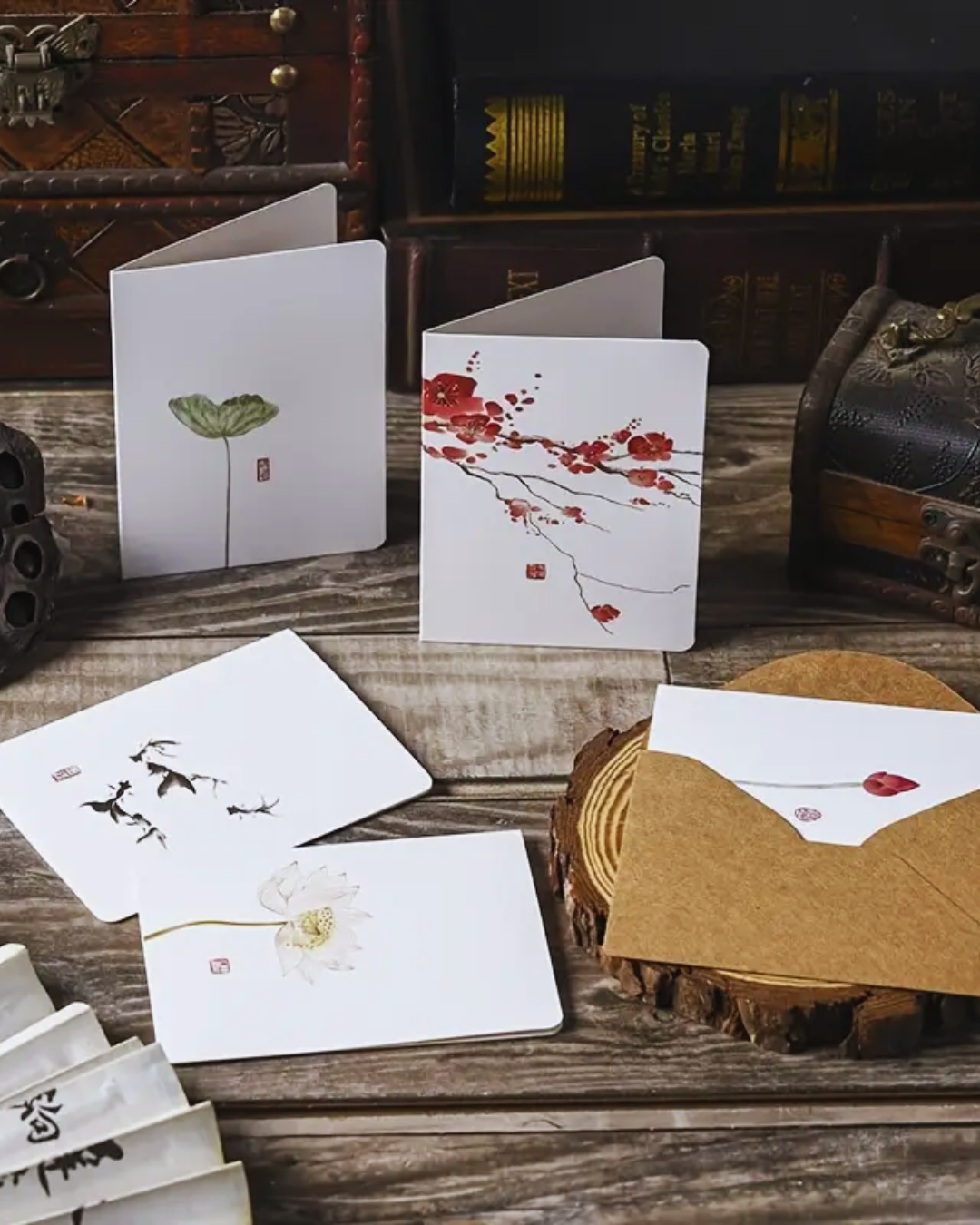 Tarjetas con Diseño de Pintura Tradicional