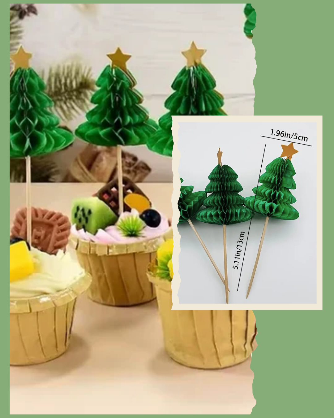 Topper para Cupcakes con Forma de Pino (10pcs)