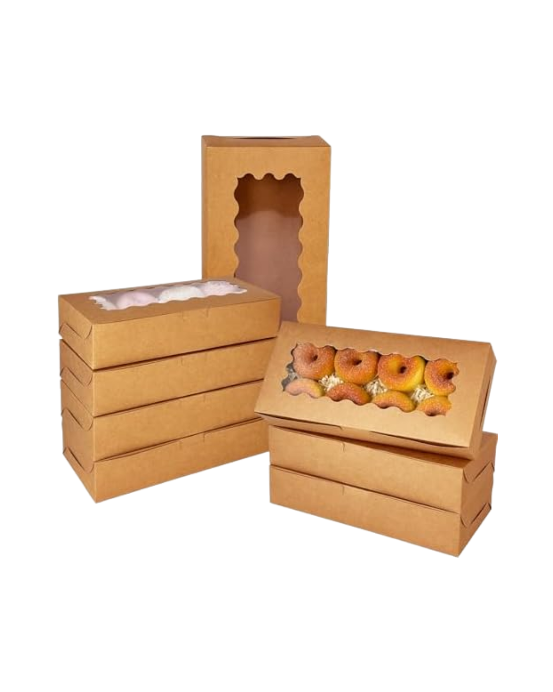 Caja de papel cartulina kraft para cupcake con ventanilla