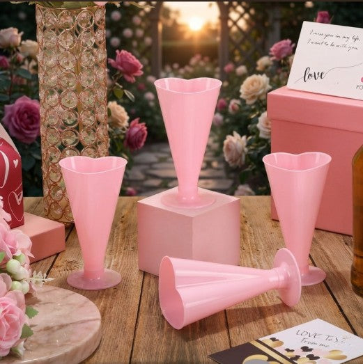 Copas de Plástico PET Desechable con Diseño en Forma de Corazón