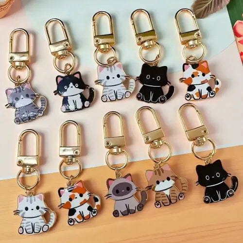 Mini Llavero con Diseño de Gatito y Tarjeta