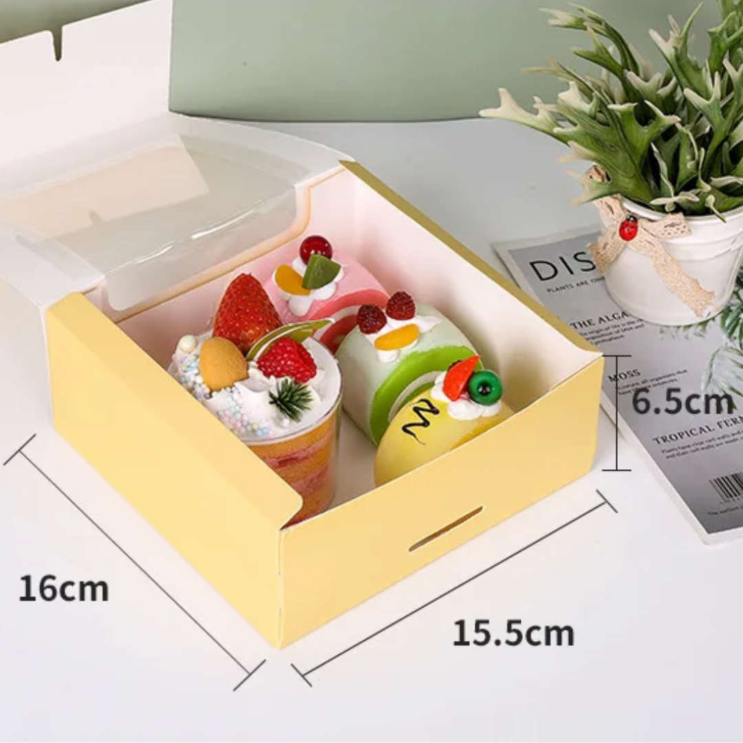 Cajas de cartulina armable para pastelería con ventana