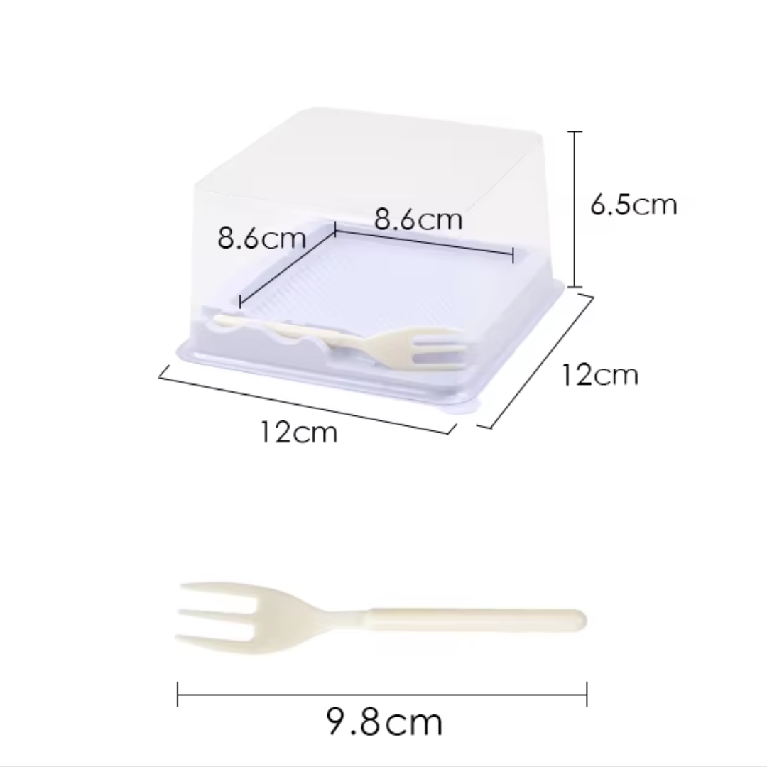 Mini bandeja cuadrada PET para postre 12.4x14.4x6.5cm