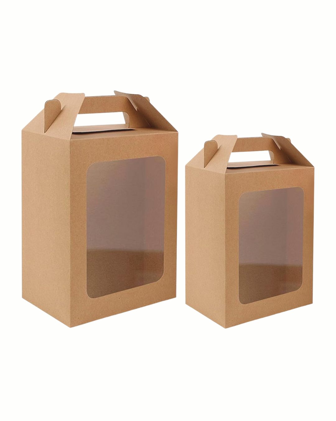 Caja kraft con agarradero y ventana