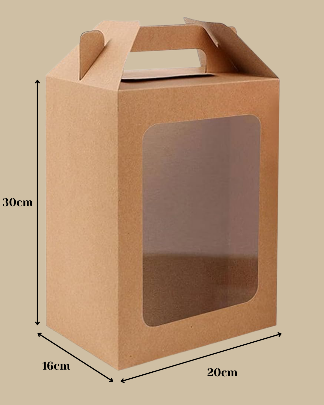 Caja kraft con agarradero y ventana