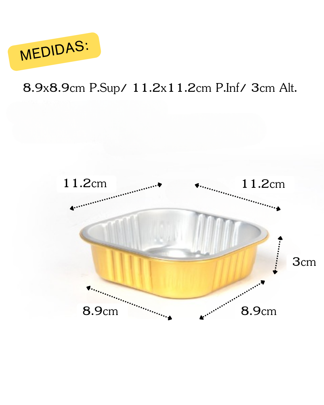 Bandeja de Aluminio Dorado con Tapa transparente