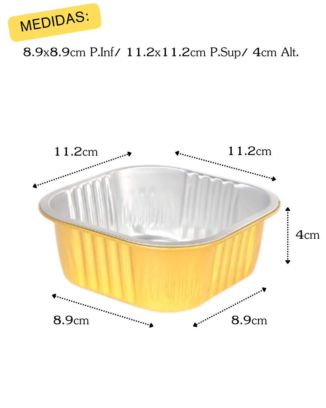Bandeja de Aluminio Dorado con Tapa transparente