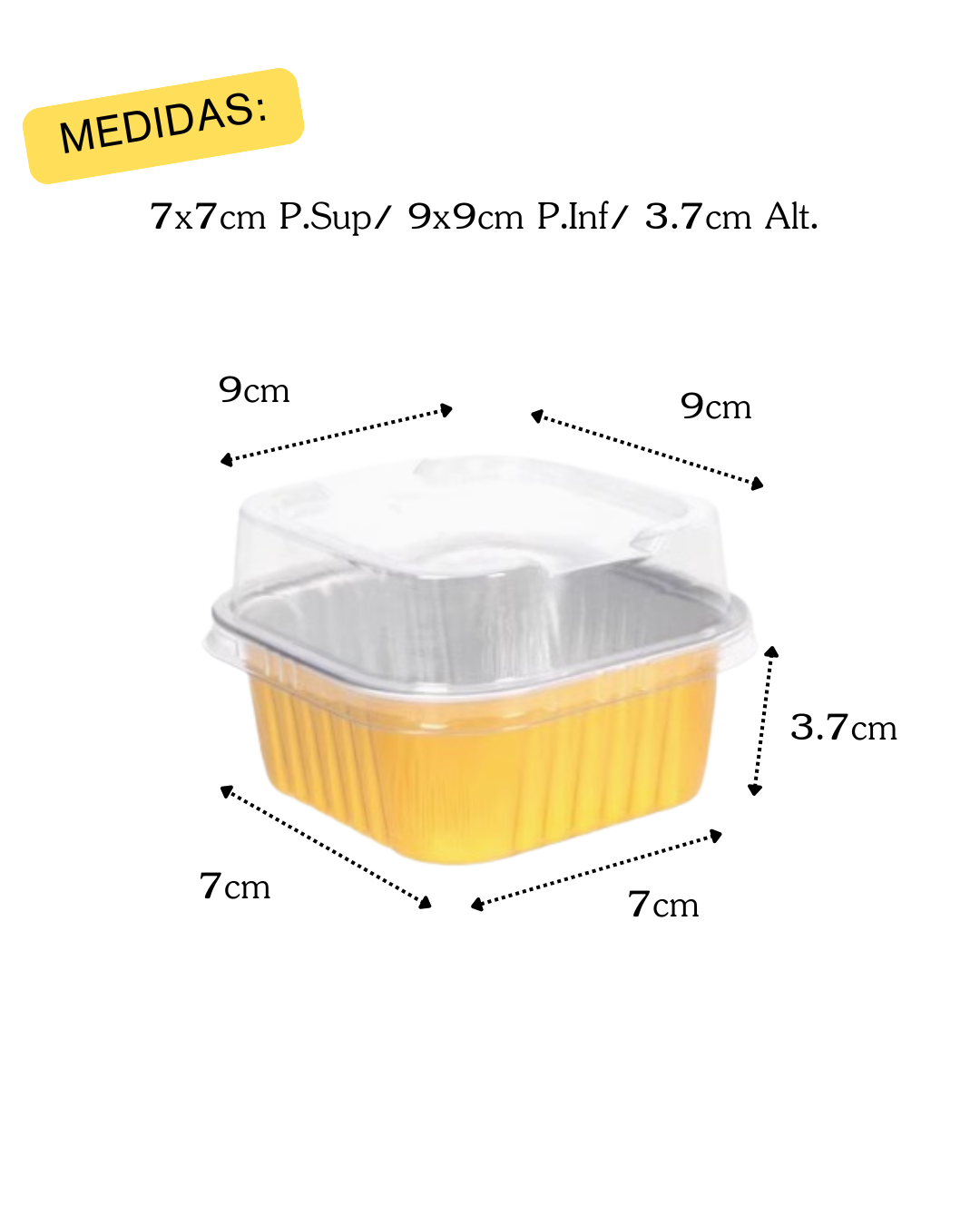 Bandeja de Aluminio Dorado con Tapa transparente