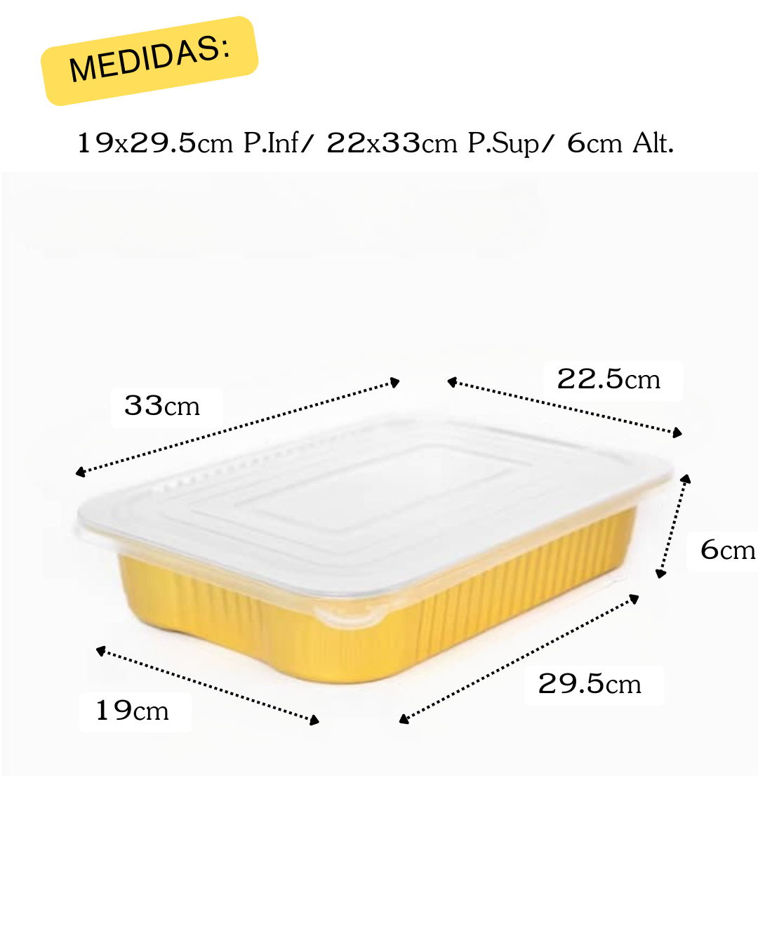 Bandeja de Aluminio Dorado con Tapa transparente