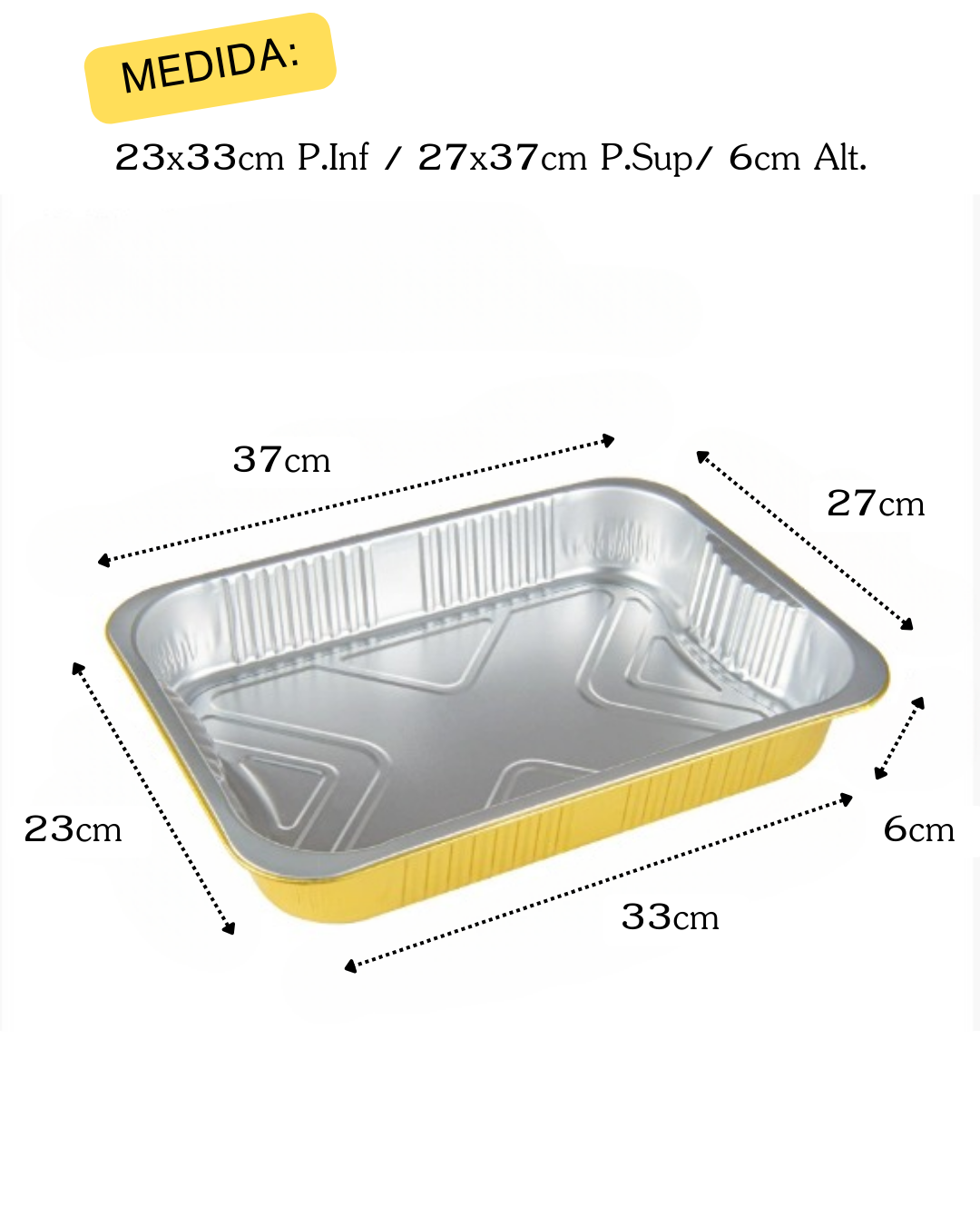 Bandeja de Aluminio Dorado con Tapa transparente