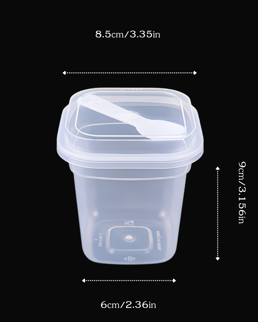 Envase plástico transparente con cucharita para postre