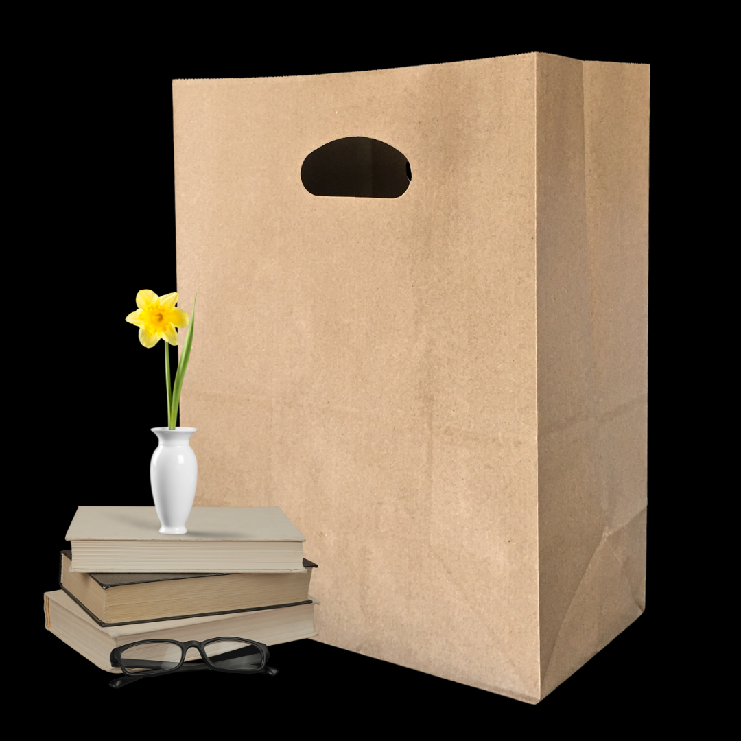 Bolsa de cartoncillo Kraft con agarradera (Paquete de 50 unidades)