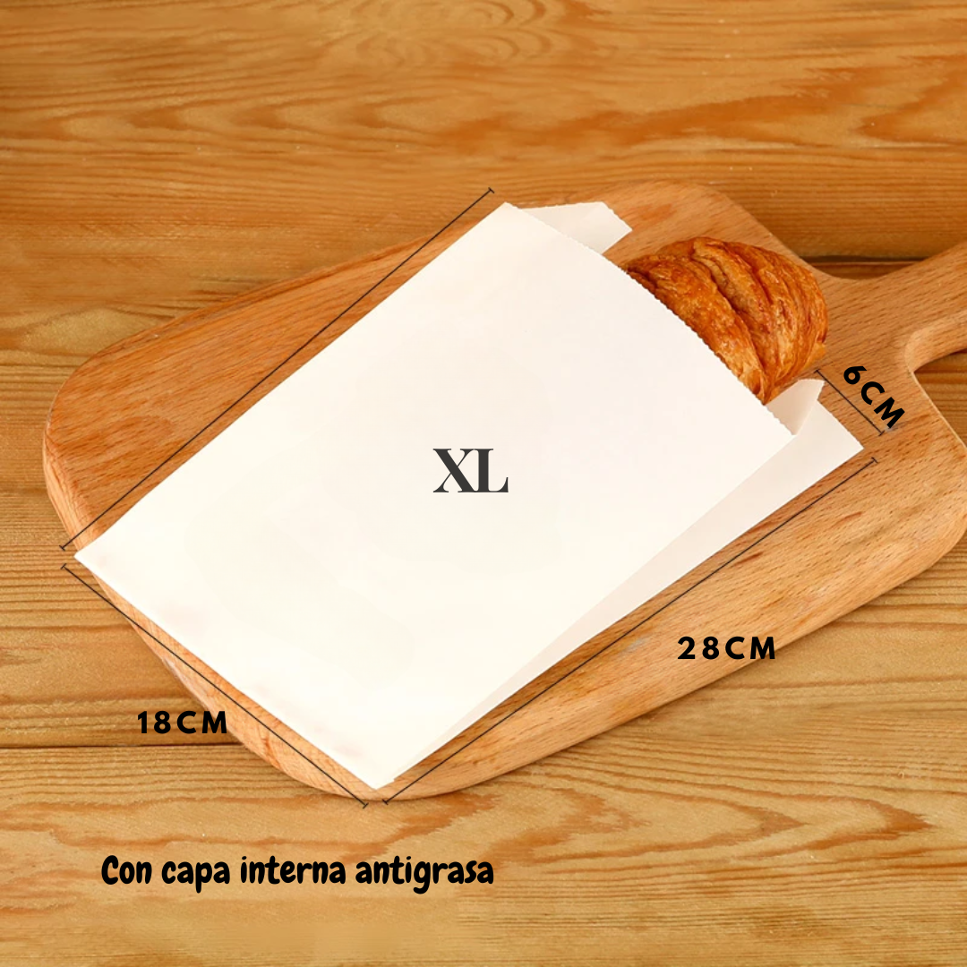 Bolsas de Papel Kraft Blanco con Capa Interna Antigrasa