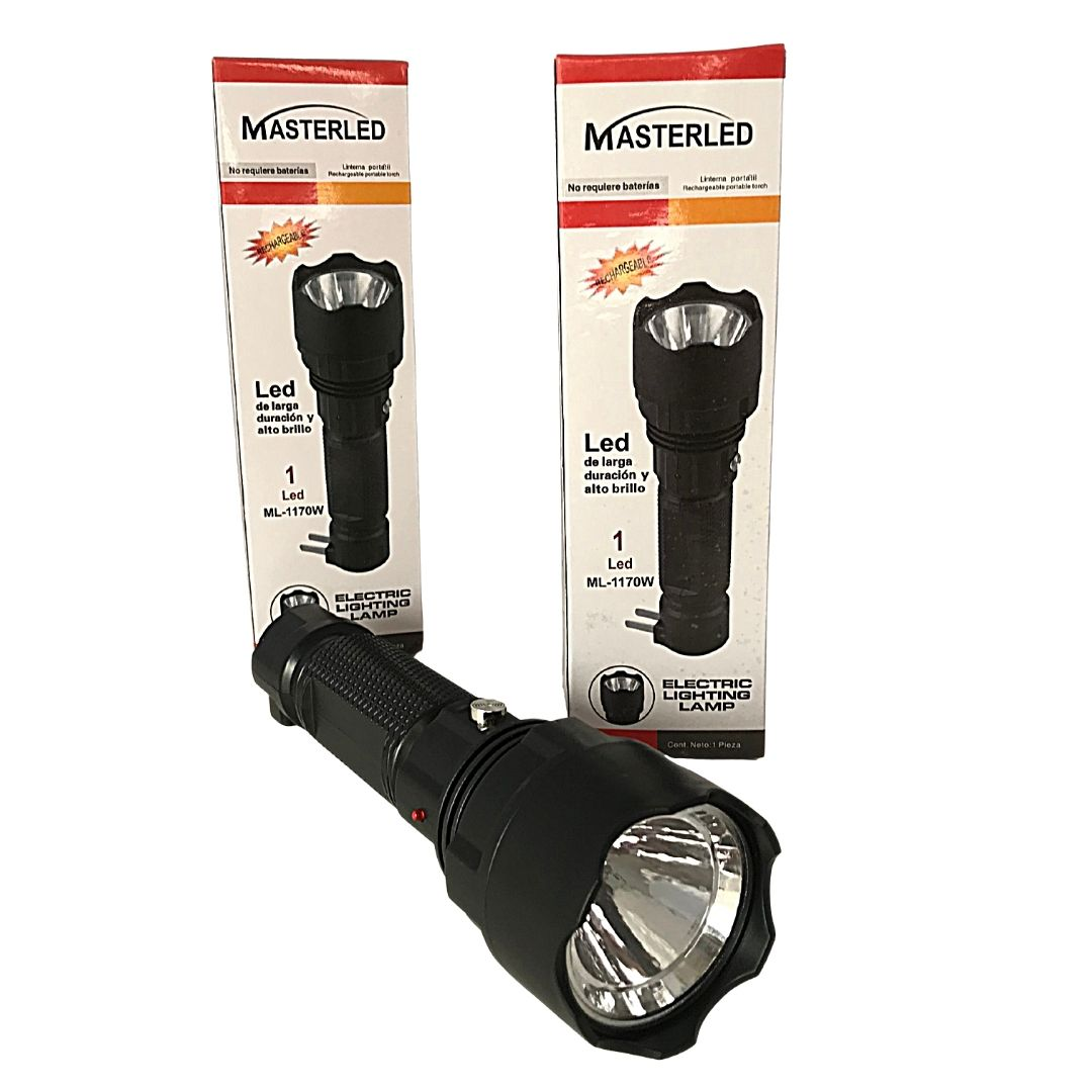 Linterna LED de larga duración. Recargable y Portátil