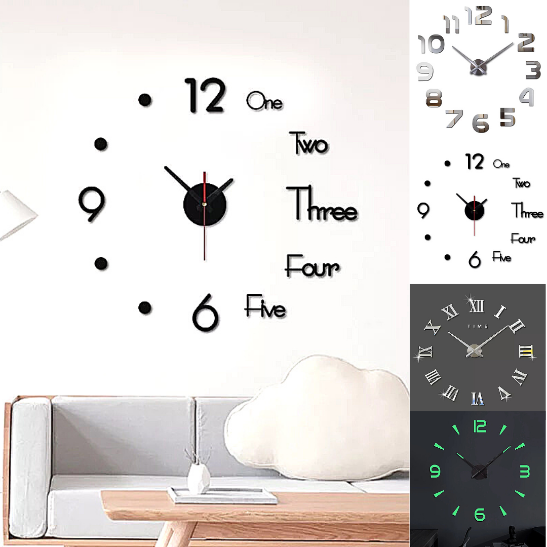 Relojes de cuarzo con agujas decorativas, pegatinas 3d DIY