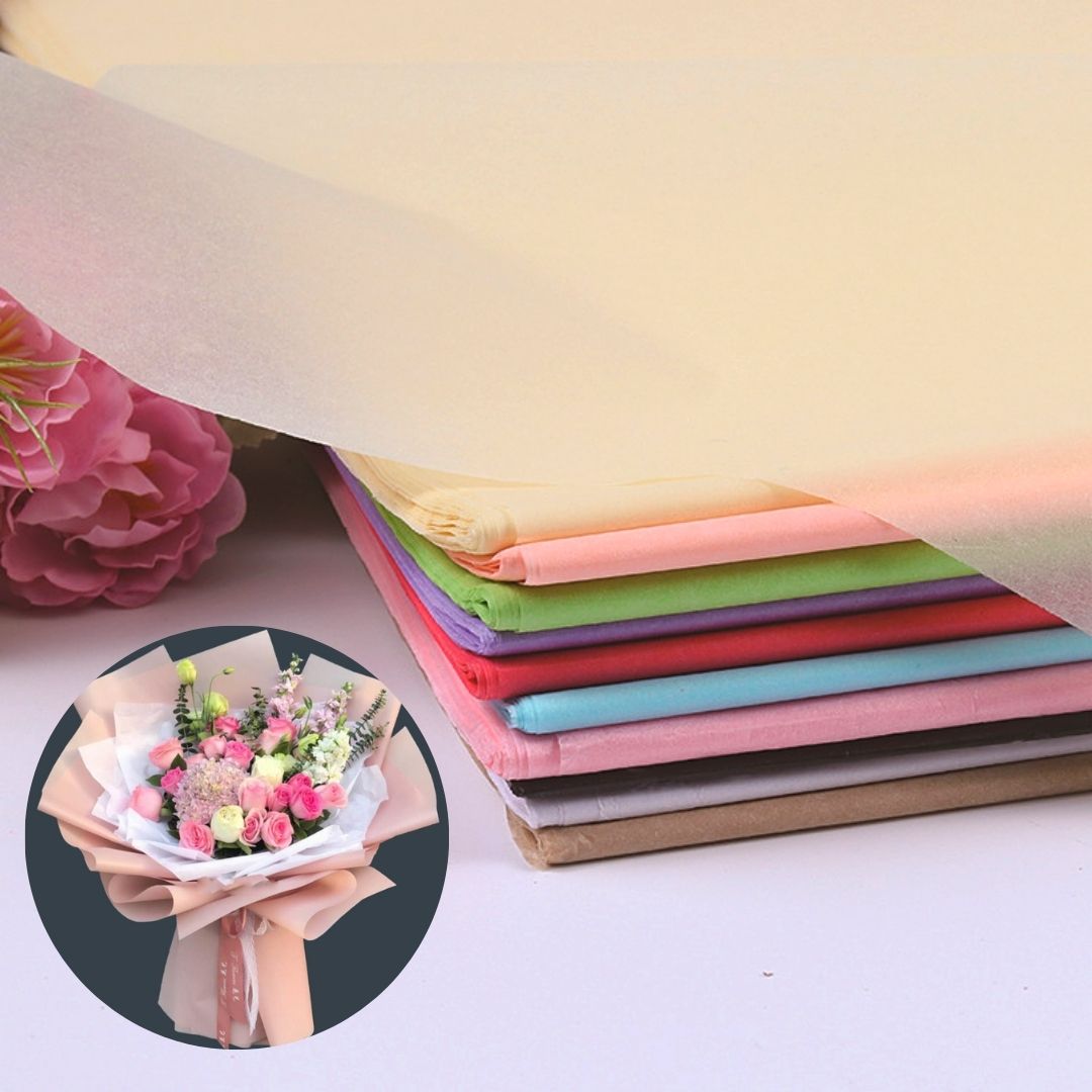 Papel tisú tissue para envolver regalos - colores liso mate - Paquete de 10 hojas