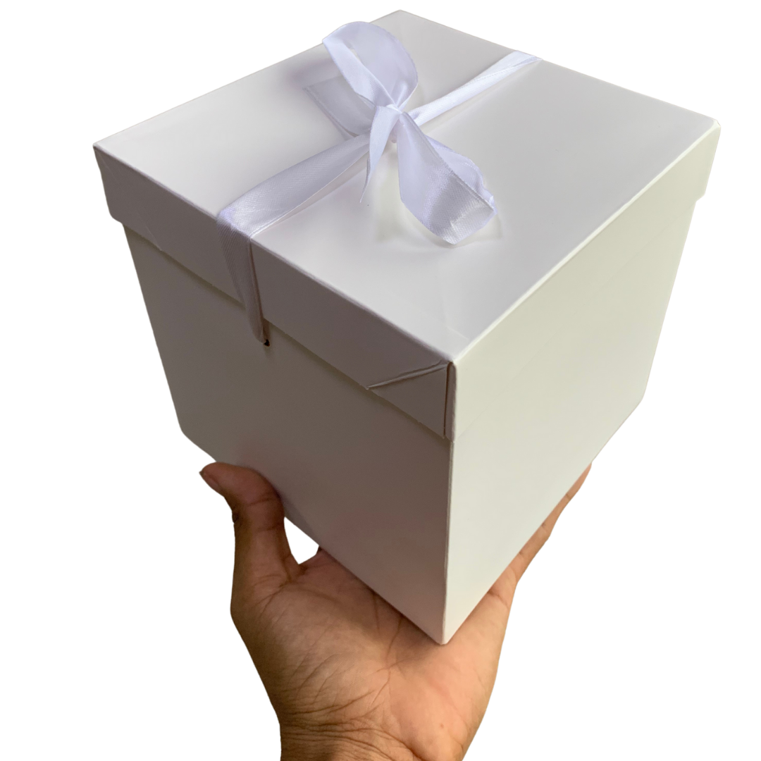 Caja de cartoncillo armable cuadrada armable con lazo (XS, S, M, L, XL)