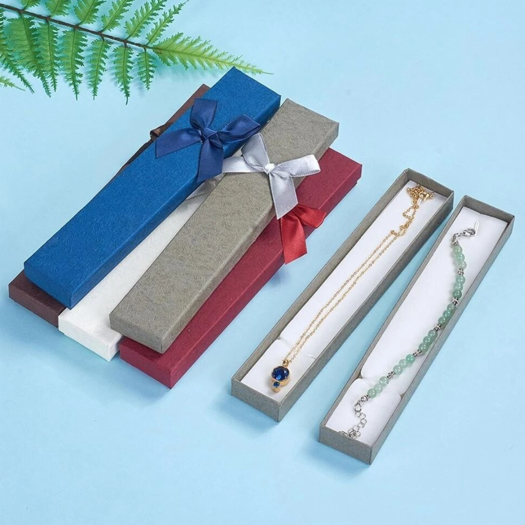 Cajas Rectangulares con lazos elegantes para joyerías (20.5X4.5X2cm)