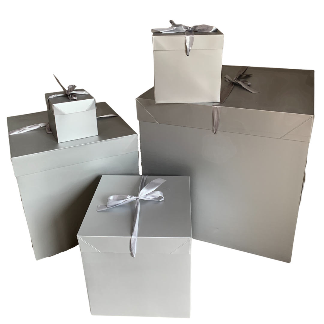 Caja de cartoncillo armable cuadrada armable con lazo (XS, S, M, L, XL)