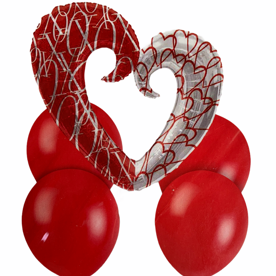 Bouquet de globos de Corazon para San Valentin y ocasiones especiales. (Aire o helio)