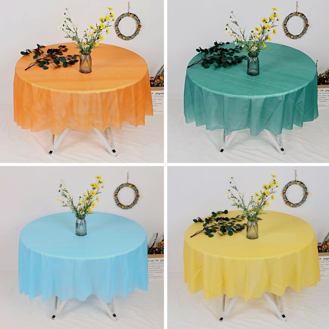 Manteles Redondos De Plástico Para Mesa De Comedor Para Fiestas, Desechable O Reutilizable.