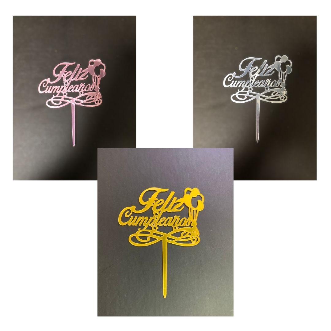Cake Topper de letras con globos"Feliz Cumpleanos"