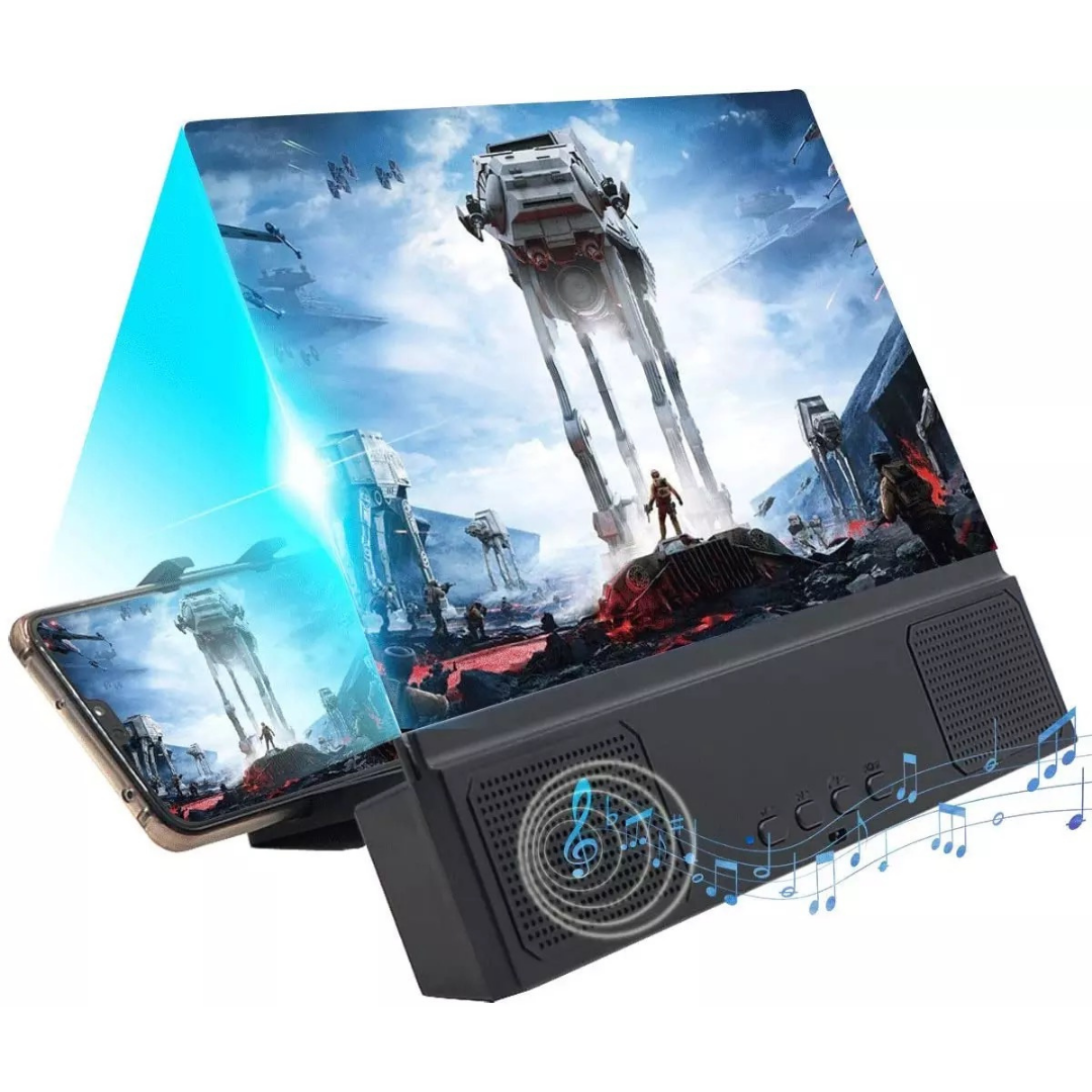 Amplificador de pantalla lupa de 12 pulgadas para teléfono móvil. 3D HD de pantalla con cable altavoz expansor soporte