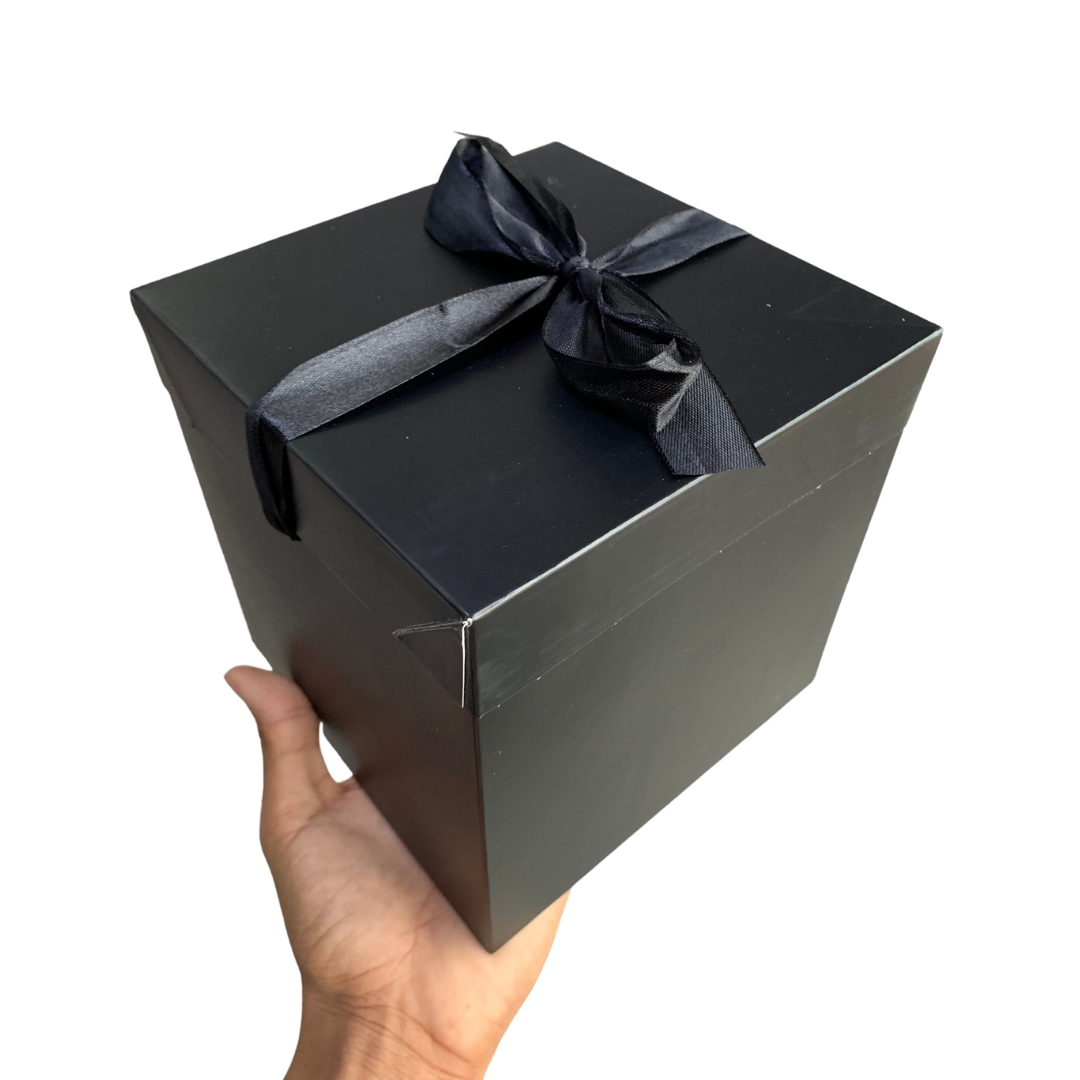 Caja de cartoncillo armable cuadrada armable con lazo (XS, S, M, L, XL)