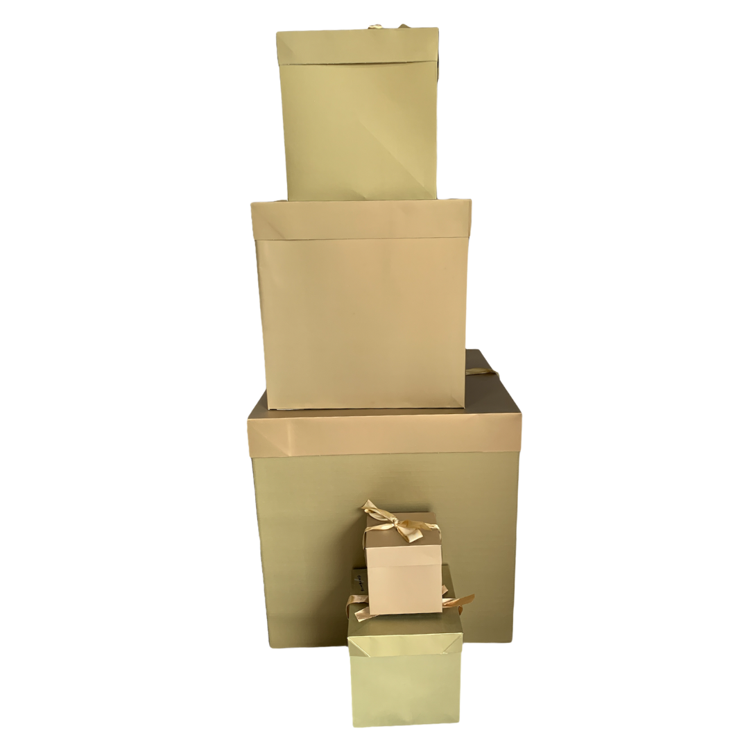 Caja de cartoncillo armable cuadrada armable con lazo (XS, S, M, L, XL)