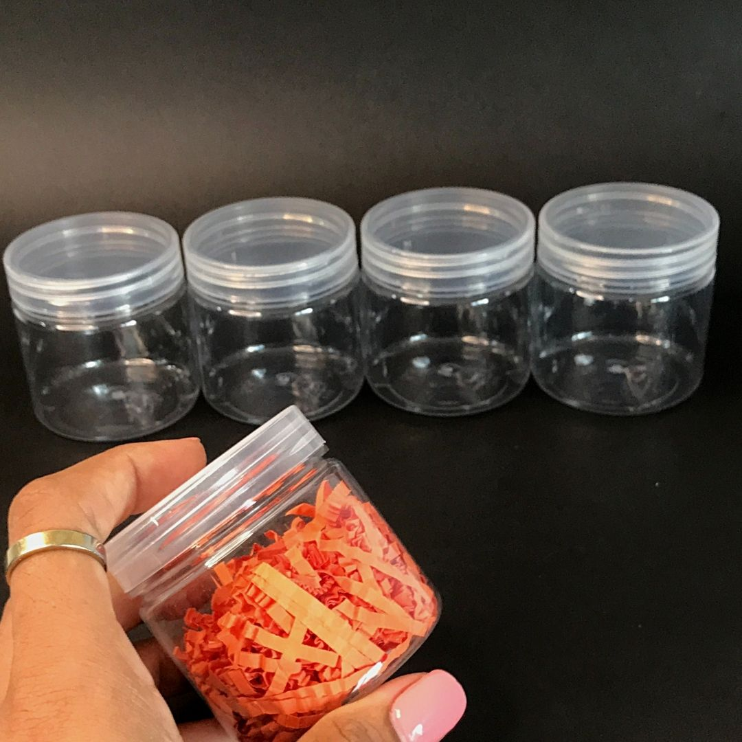 Frascos Redondos de Plástico con Tapas Transparentes