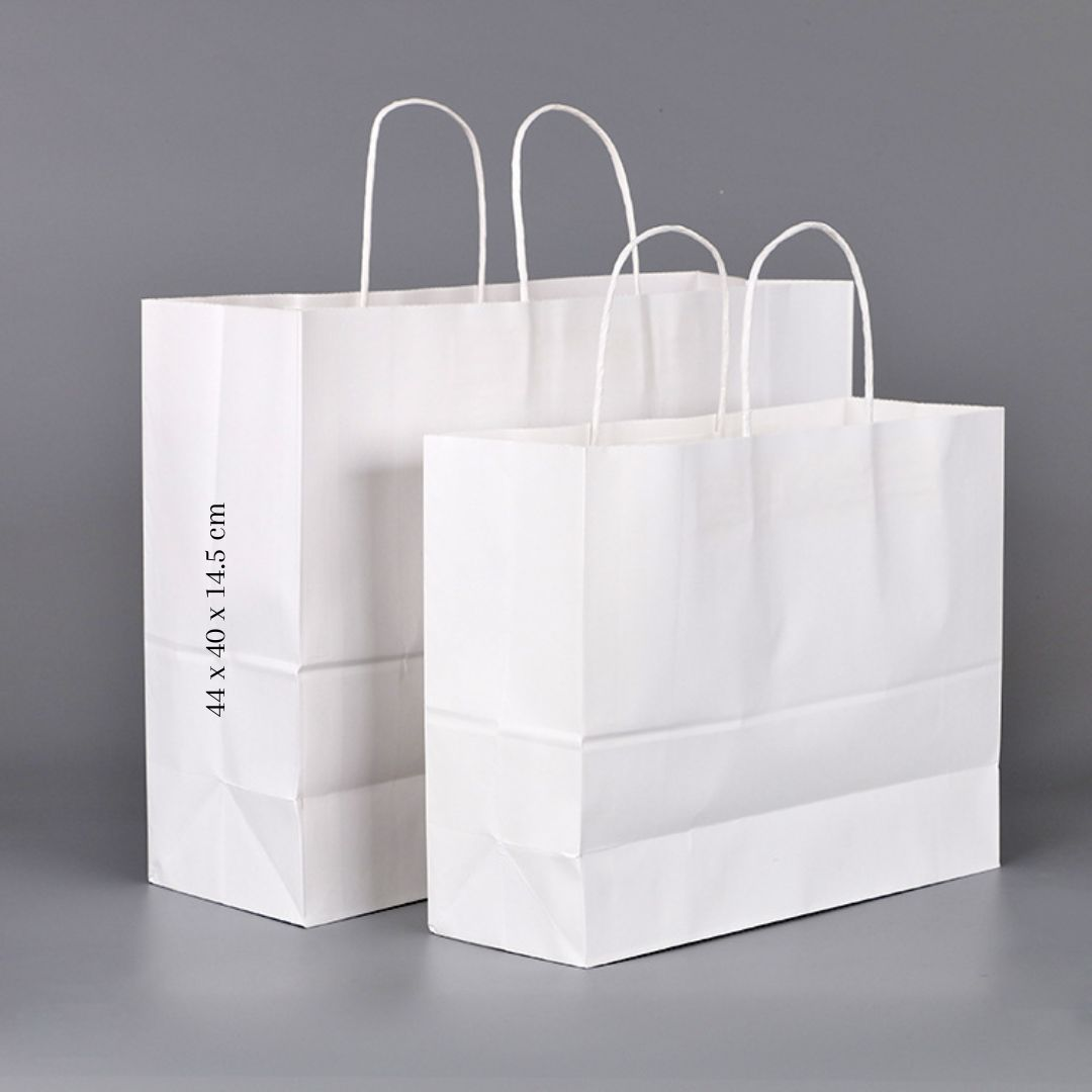 Bolsa de Papel Kraft Blanco con Asa Rizada
