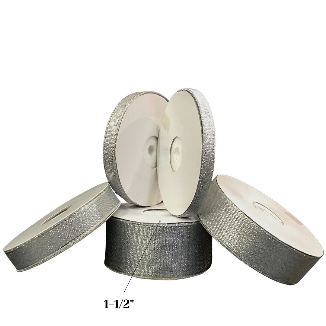 Rollo de cinta de purpurina dorada y plateada metálica de 25 yardas