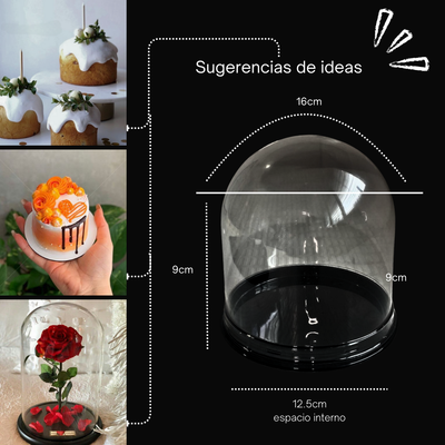 Envase plástico desechable PET para postres en forma de cúpula 14.5x14.5x5cm