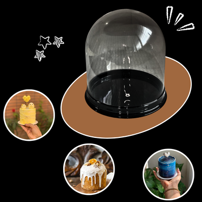 Envase plástico desechable PET para postres en forma de cúpula 14.5x14.5x5cm