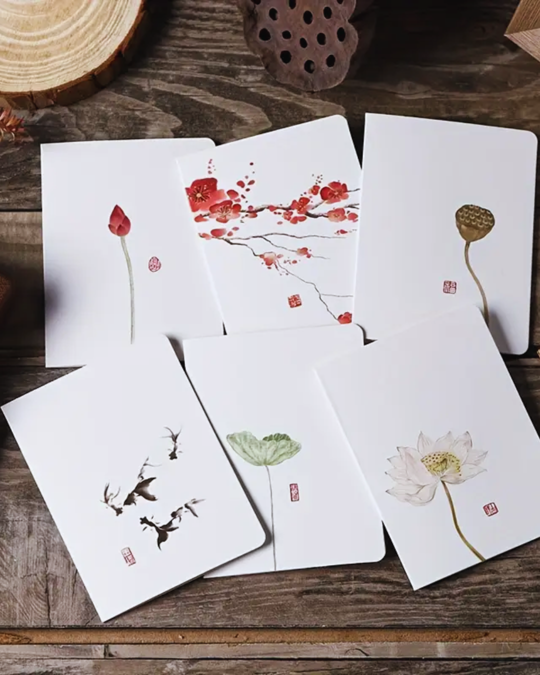 Tarjetas con Diseño de Pintura Tradicional