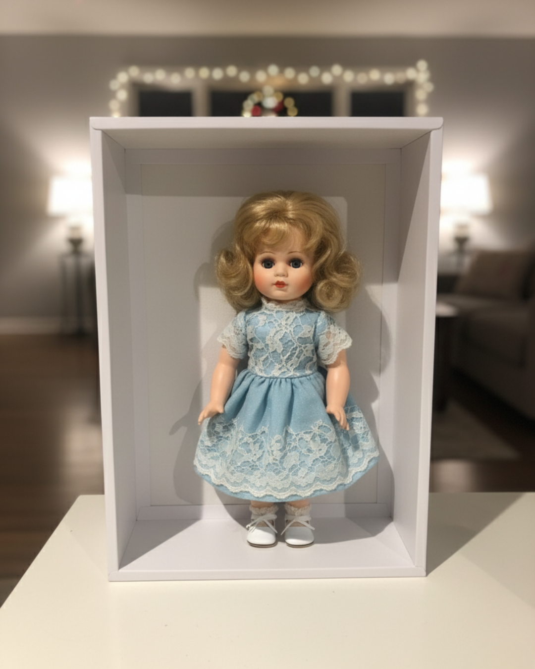 Caja de cartón blanco con tapa transparente tipo fosforera