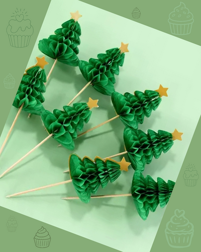 Topper para Cupcakes con Forma de Pino (10pcs)