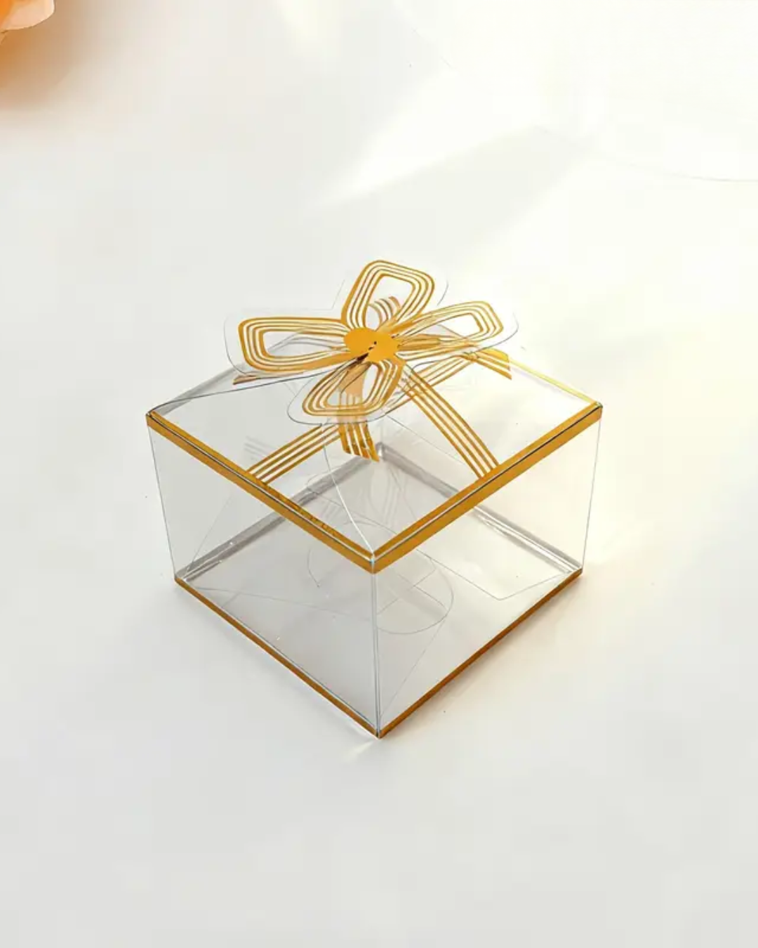 Cajas de Acetato Transparente con Lazo de Color Tornasol 8x8x5cm