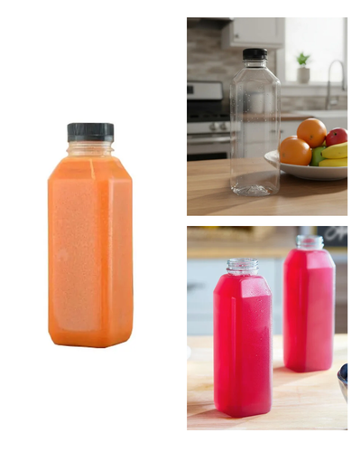 Botellas Plásticas Cuadradas con Tapa Negra