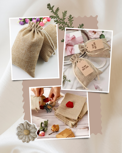 Bolsas de Arpillera/ Henequén con Cordón Toque Rústico y Natural