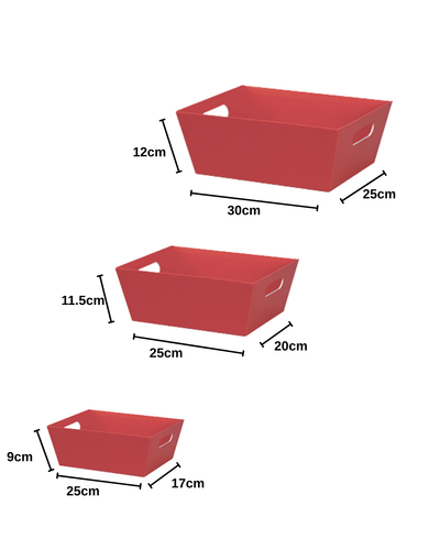 Canasta roja rectangular con asa