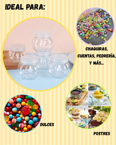 Envase/tarro plástico en forma de calabaza con tapas de 150ml/5oz