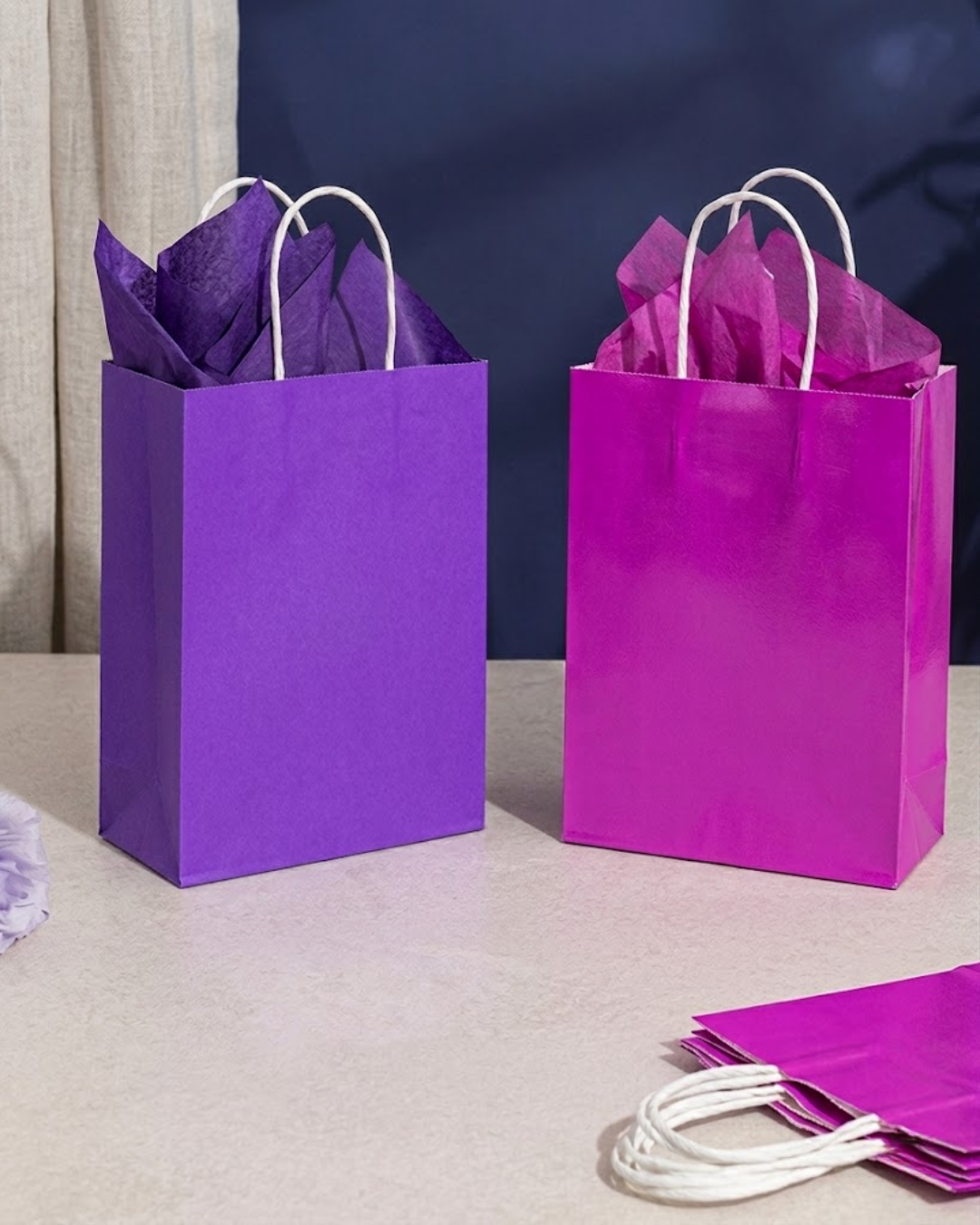 Bolsa de Papel Unicolor con Asa Rizada