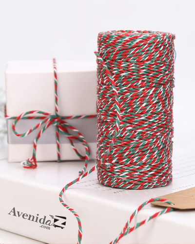 Rollo de hilo de cuerda tricolor navideño/ 100m
