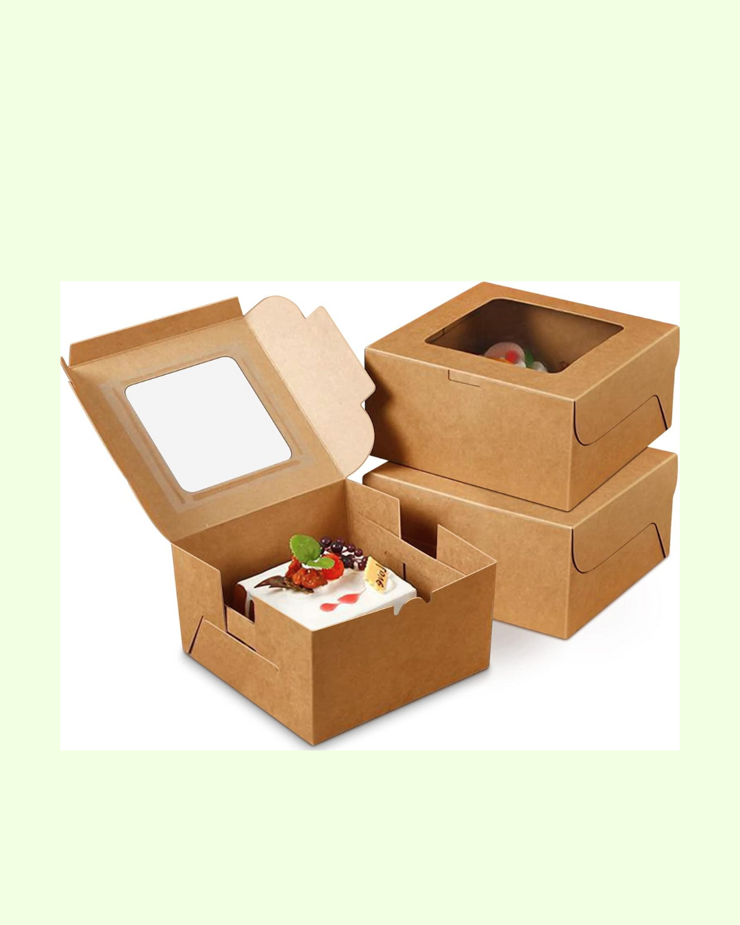 Caja de papel cartulina kraft para cupcake con ventanilla