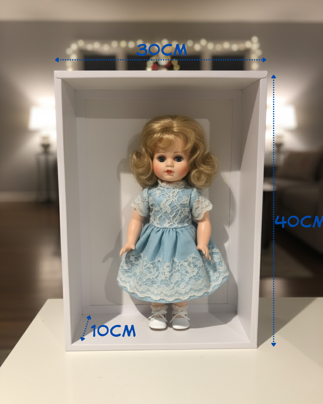 Caja de cartón blanco con tapa transparente tipo fosforera