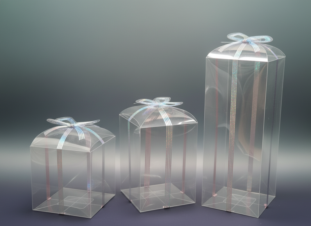 Cajas de acetato transparente con lazo