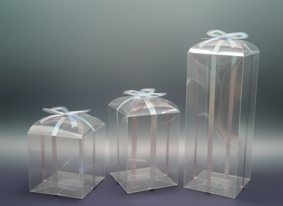 Cajas de acetato transparente con lazo