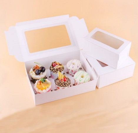 Caja de papel cartulina kraft para cupcake con ventanilla
