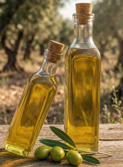 Botella de vidrio transparente con corcho
